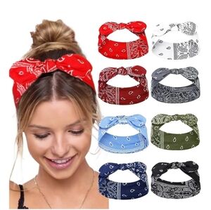 Set of 5 Bandana Style Knot Headbands – Boho, Retro, Rockabilly Vibe